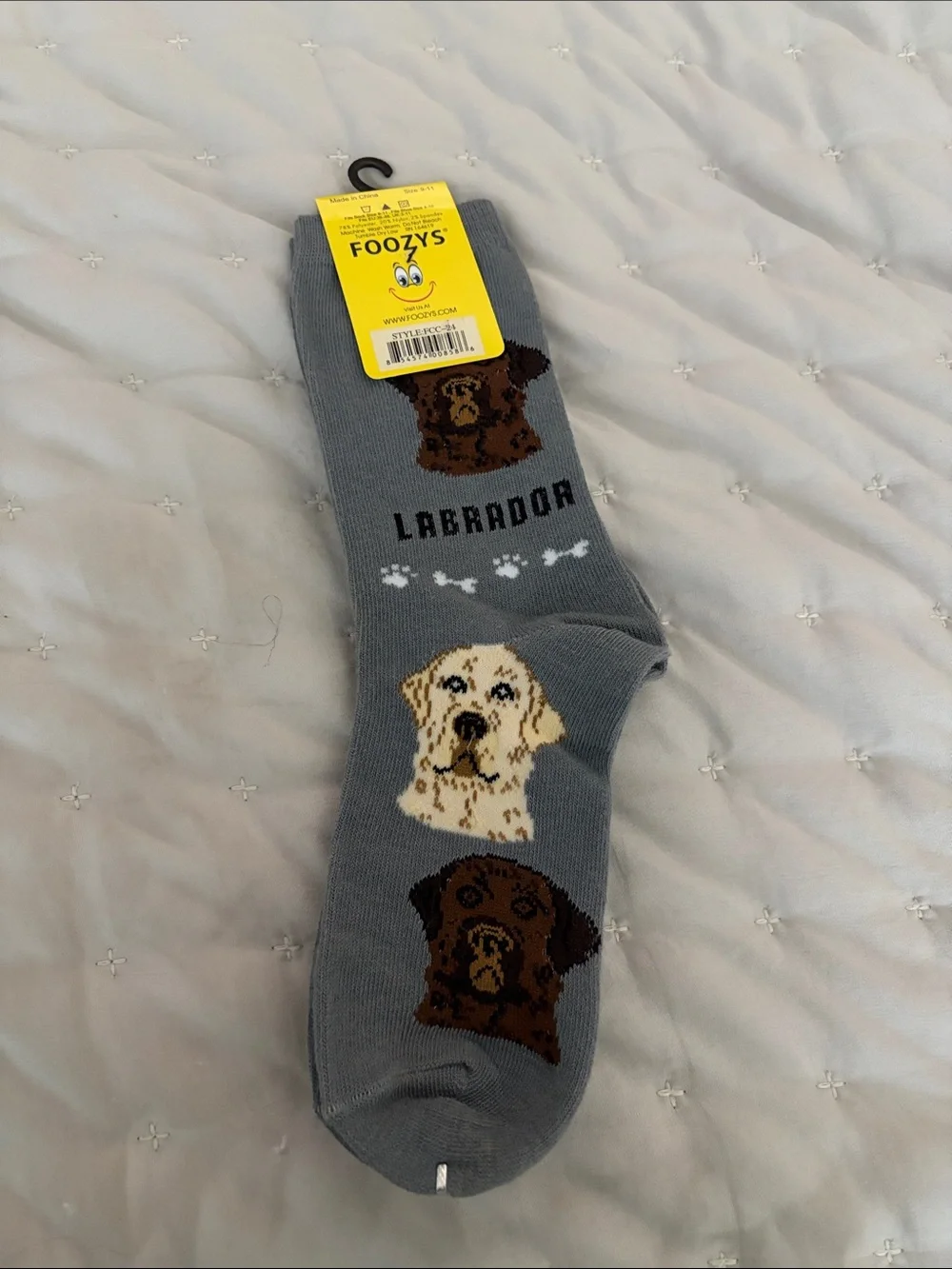 Gray Labrador Dog Socks - Pack of One